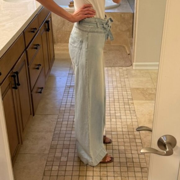 Free People Wide Leg Jeans with Tie Waist - Picture 3 of 7